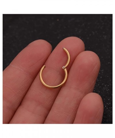 Unisex Dainty Tiny 18k Real Gold Plating Cartilage Huggie Hoop Earrings, 16G Surgical Steel Small Endless Hinged Hoops Earrin...