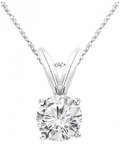 3/8-3 Carat IGI Certified LAB-GROWN Round Cut 4 Prong Diamond Pendant Necklace + 16" 14K Gold Chain Superior Collection (E-F ...