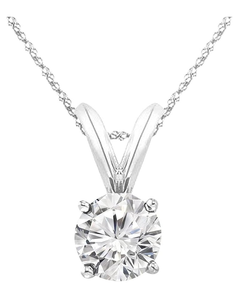 3/8-3 Carat IGI Certified LAB-GROWN Round Cut 4 Prong Diamond Pendant Necklace + 16" 14K Gold Chain Superior Collection (E-F ...