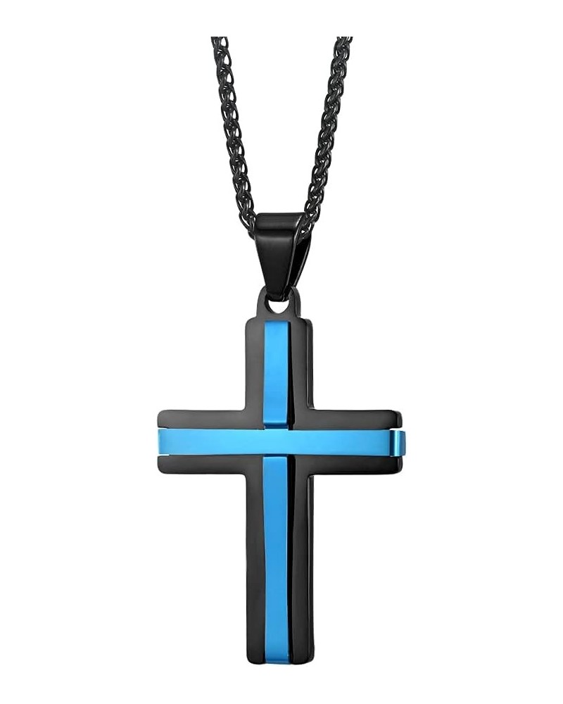 Cross Necklace 316L Stainless Steel Titanium Steel Cross Crucifix Pendant Religious Jewelry for Men and Women with 24 Inch Pe...