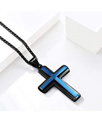 Cross Necklace 316L Stainless Steel Titanium Steel Cross Crucifix Pendant Religious Jewelry for Men and Women with 24 Inch Pe...