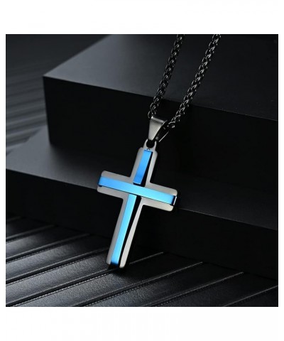 Cross Necklace 316L Stainless Steel Titanium Steel Cross Crucifix Pendant Religious Jewelry for Men and Women with 24 Inch Pe...