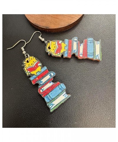 Bohemian Vintage Big Wooden Artist Double-sided Printing Paint Brush Dangle Drop Earrings Paint Palette Charm Earrings Colorf...