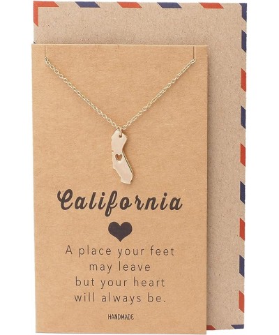 California State Necklace, Handmade California Map Pendant Charm, Inspirational Necklace with Greeting Card Rose Gold Tone $1...