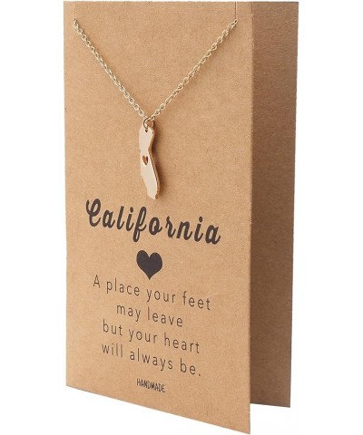 California State Necklace, Handmade California Map Pendant Charm, Inspirational Necklace with Greeting Card Rose Gold Tone $1...