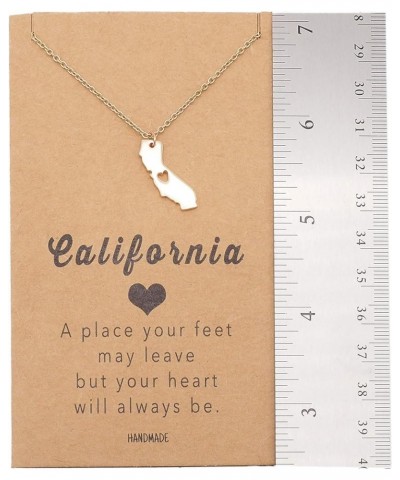 California State Necklace, Handmade California Map Pendant Charm, Inspirational Necklace with Greeting Card Rose Gold Tone $1...