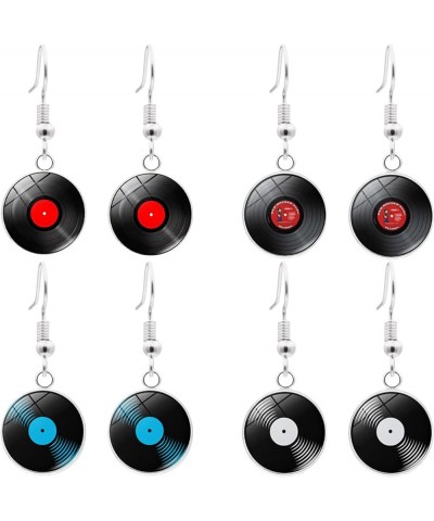 2/4 Pairs Disco Records Cassette Tape Dangle Earrings for Women,Retro Punk Personality Earrings for Women Girls Retro 1950'/8...