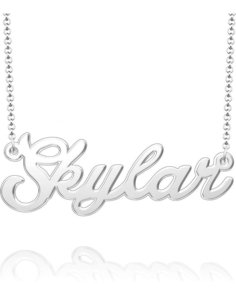 Sterling Silver Pendant Customized Plate Personalized Name Necklace Gift for Women Couple Skylar Silver $10.49 Necklaces