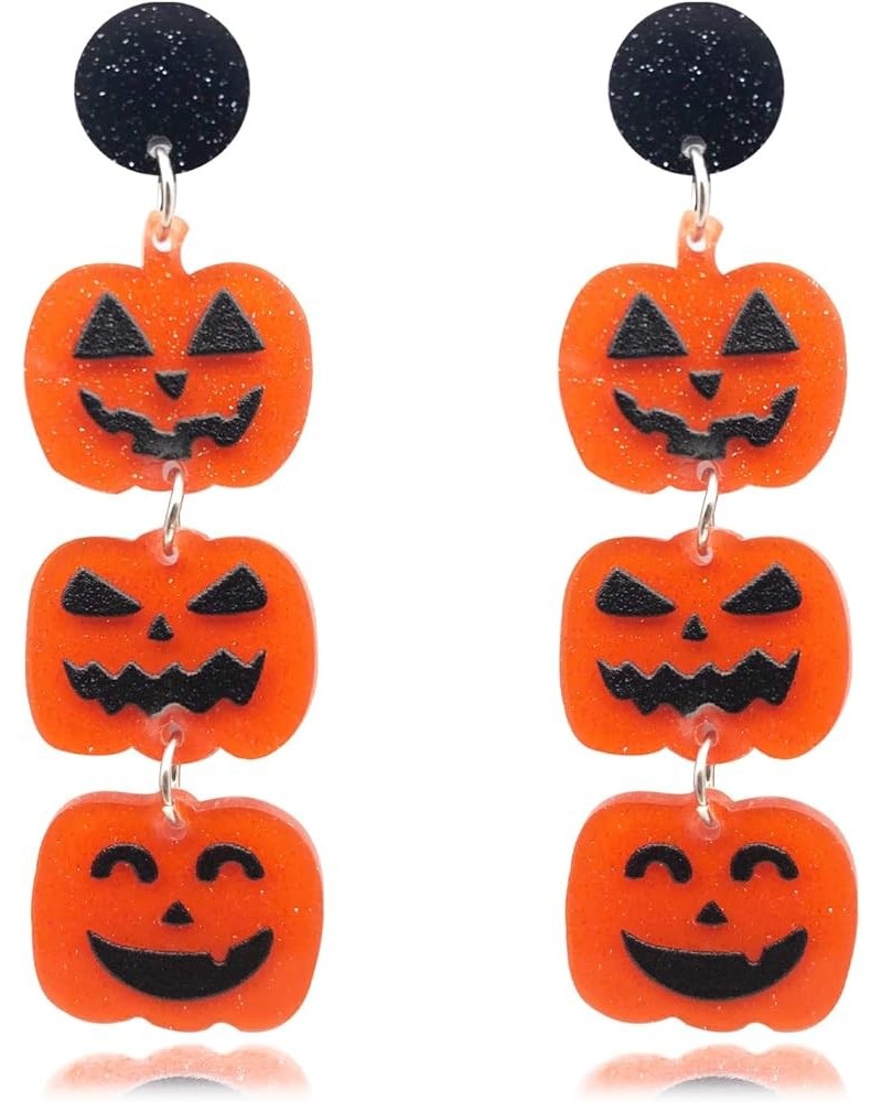 Halloween Earrings for Women Girls Funky Spooky Quirky Pumpkin Bucket Ghost Dancing Skeleton Skull Spider Earrings Colorful R...