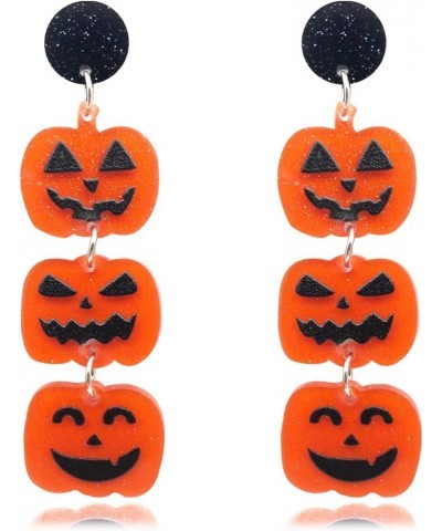 Halloween Earrings for Women Girls Funky Spooky Quirky Pumpkin Bucket Ghost Dancing Skeleton Skull Spider Earrings Colorful R...