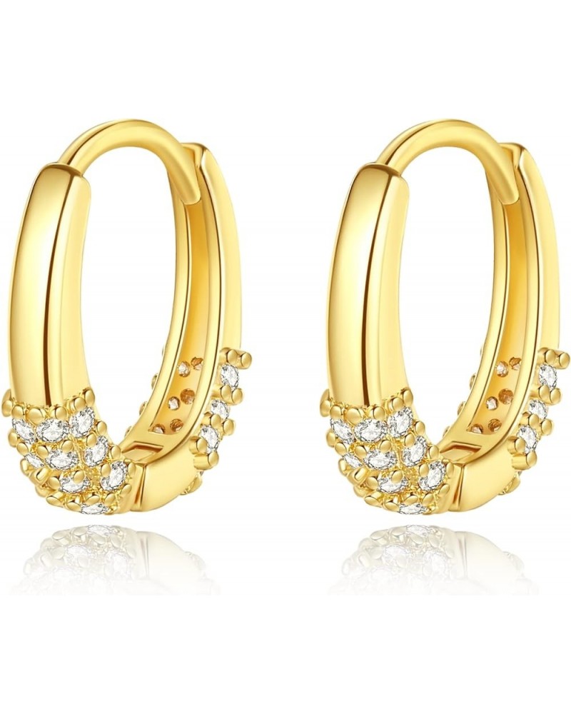 Chunky Gold Huggies Hoop Earrings with 925 Sterling Silver Post Gold Plated Earrings for Women Girls Botton $10.79 Earrings