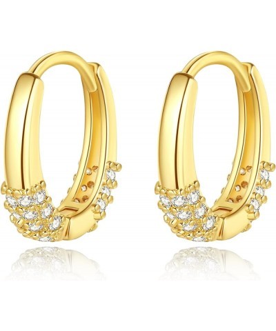 Chunky Gold Huggies Hoop Earrings with 925 Sterling Silver Post Gold Plated Earrings for Women Girls Botton $10.79 Earrings