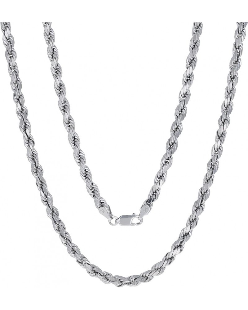 14k White Gold 4mm Rope Chain Diamond Cut Necklace, Mens Womens Jewelry 16" 18" 20" 22" 24" 26" 28" 30 22 $209.40 Necklaces