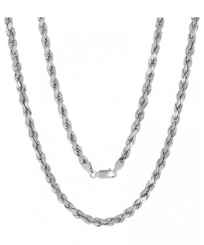 14k White Gold 4mm Rope Chain Diamond Cut Necklace, Mens Womens Jewelry 16" 18" 20" 22" 24" 26" 28" 30 22 $209.40 Necklaces