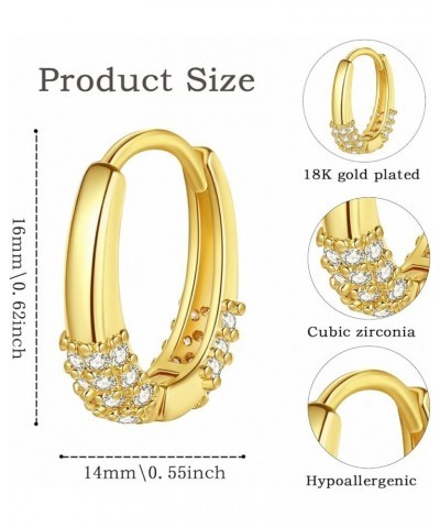 Chunky Gold Huggies Hoop Earrings with 925 Sterling Silver Post Gold Plated Earrings for Women Girls Botton $10.79 Earrings