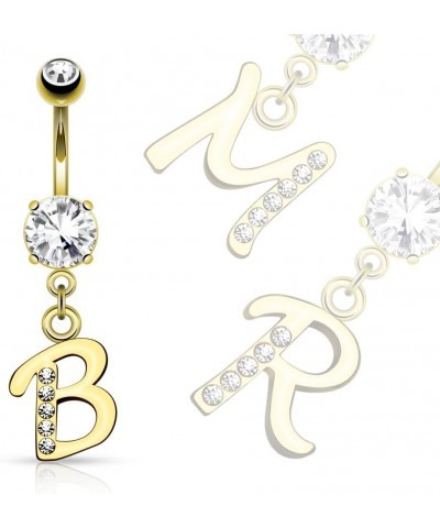 (1 piece) GOLD Plated LETTER Initial Dangle Belly Ring 14g (B/1/4) N $8.89 Body Jewelry