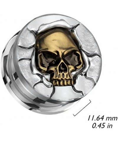 316L Stainless Steel Protruding Bronze Skull Screw Fit Plugs, Sold as a Pair 8mm (0GA) $10.63 Body Jewelry