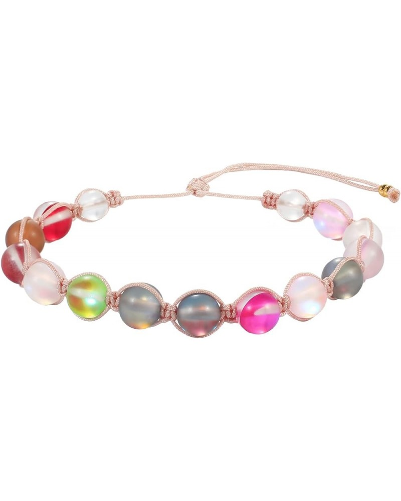 Moon-Stone Beaded Bracelets Colorful Hand Woven Strands Bracelets Beach Bangles Jewelry Color 23Q $13.75 Bracelets