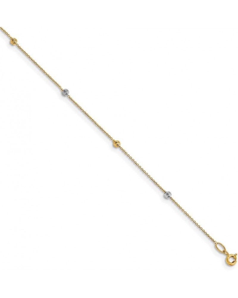 14k Gold Two-Tone Polished Diamond Cut Anklet for Women $145.98 Anklets