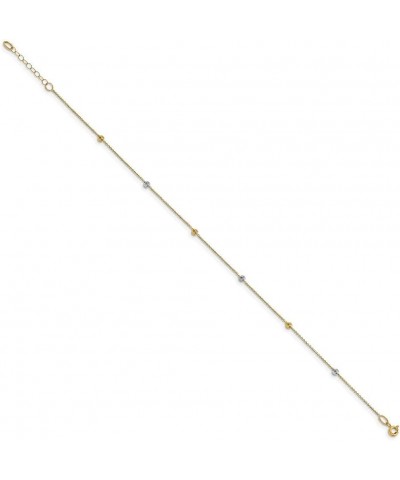 14k Gold Two-Tone Polished Diamond Cut Anklet for Women $145.98 Anklets