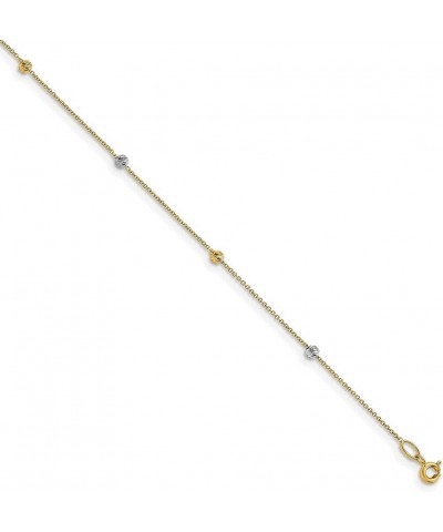 14k Gold Two-Tone Polished Diamond Cut Anklet for Women $145.98 Anklets