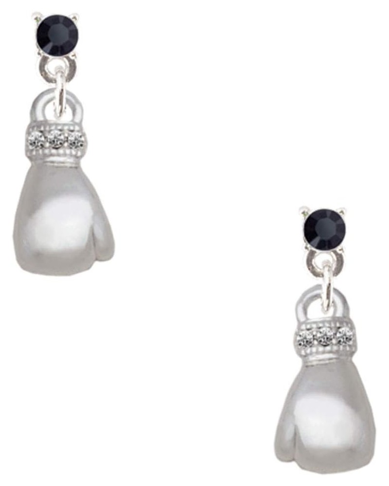 Small Boxing Glove Crystal Post Earrings Black $14.30 Earrings