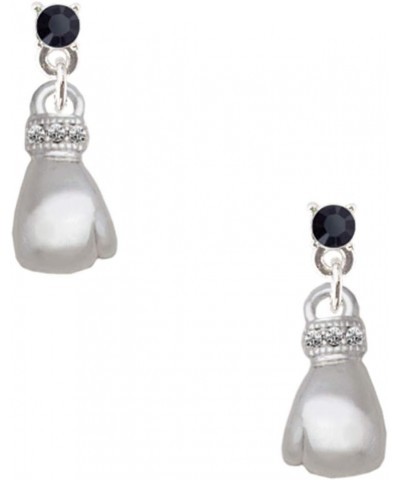 Small Boxing Glove Crystal Post Earrings Black $14.30 Earrings