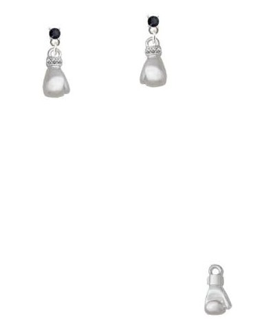 Small Boxing Glove Crystal Post Earrings Black $14.30 Earrings