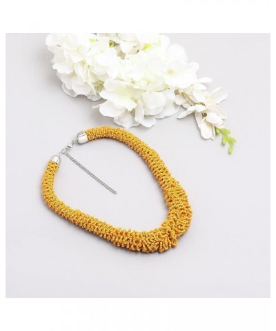 Long Handmade Boho Necklaces for Women - Statement Necklace - Seed Bead Necklaces for Girls and Women Light Mustard $7.45 Nec...