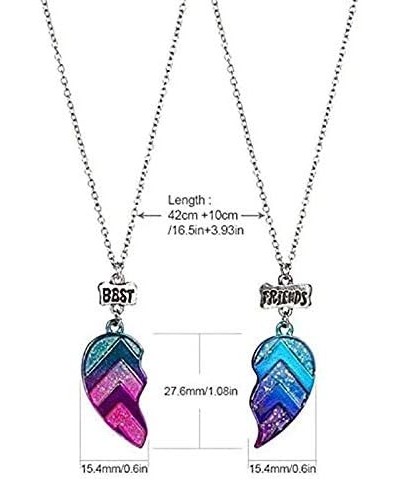 4 Pcs/Set BFF Necklaces and Bracelets Best Friends Half Heart Pendant Chain Necklaces Half Heart Friendship Jewelry Set 2 Fri...