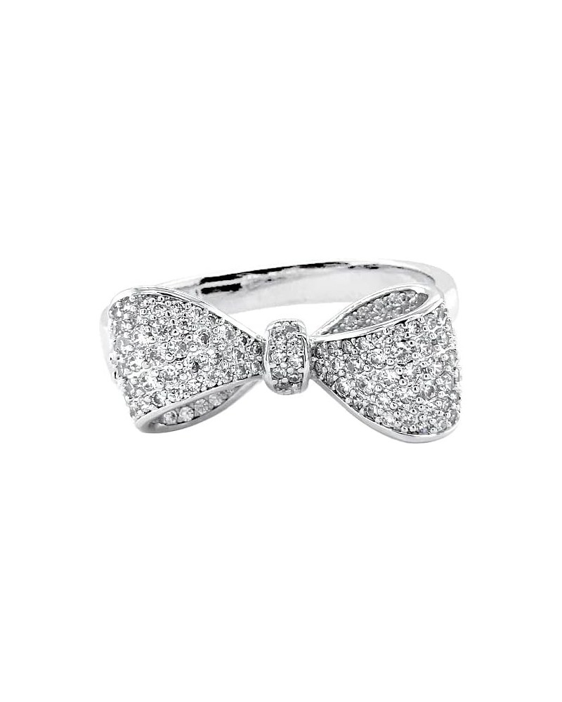 Pave CZ Statement Small Ribbon Bow Ring For Women Bride's Wedding Prom 6 White $12.70 Bracelets