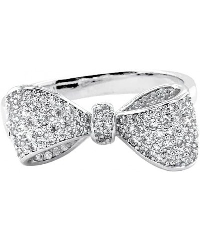 Pave CZ Statement Small Ribbon Bow Ring For Women Bride's Wedding Prom 6 White $12.70 Bracelets