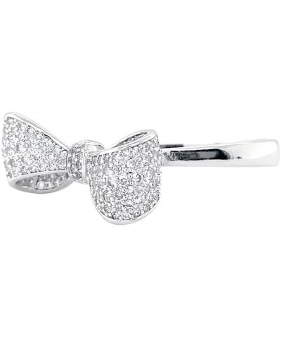 Pave CZ Statement Small Ribbon Bow Ring For Women Bride's Wedding Prom 6 White $12.70 Bracelets