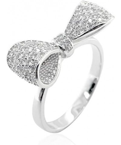 Pave CZ Statement Small Ribbon Bow Ring For Women Bride's Wedding Prom 6 White $12.70 Bracelets