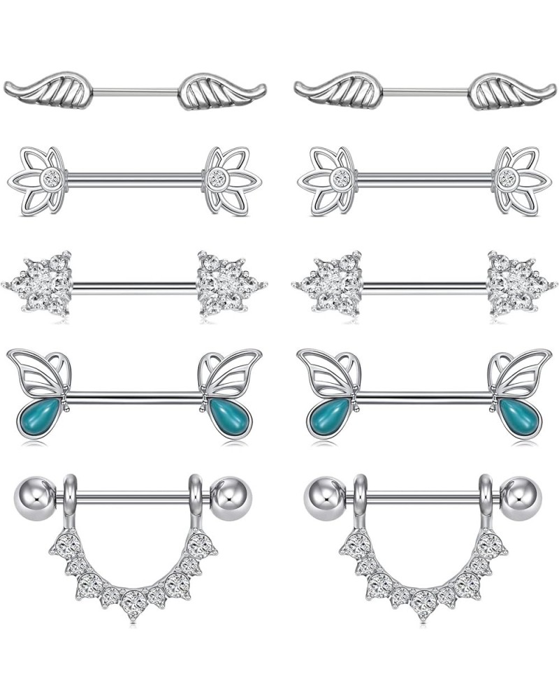 Nipple Rings for Women Nipple Piercing Jewelry 14G Nipple Rings Surgical Steel Nipple Jewelry Straight Barbell Tongue Rings f...