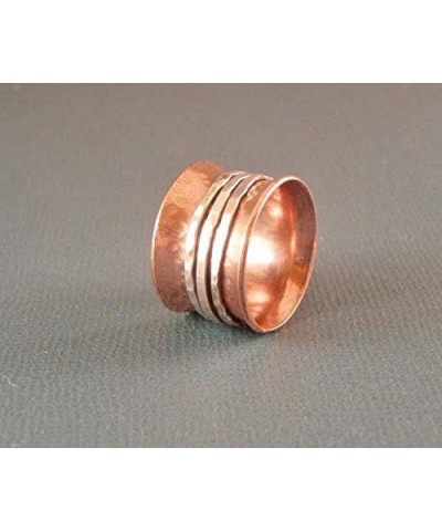 Glitter Box Exports 925 Sterling Copper & Silver Spinner Fidget ring For Women High Polish Silver Point Ring $10.15 Rings