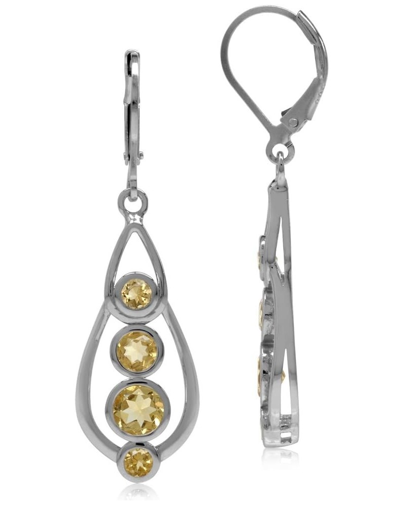 Gemstone 925 Sterling Silver White Gold Plated Journey Leverback Dangle Earrings Citrine $22.41 Earrings