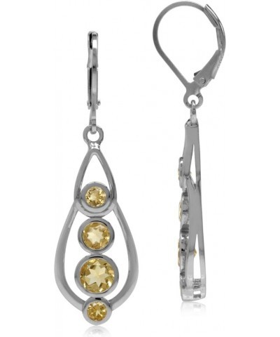 Gemstone 925 Sterling Silver White Gold Plated Journey Leverback Dangle Earrings Citrine $22.41 Earrings