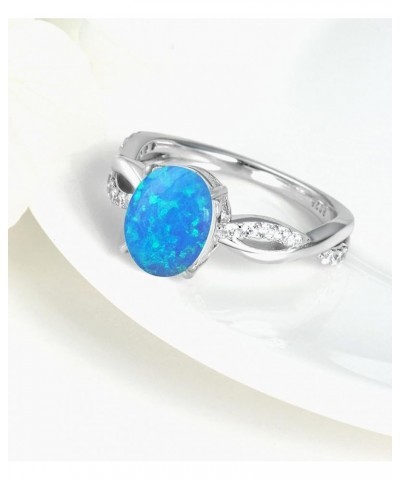 White Oval Opal Ring for Women 925 Sterling Silver Engagement Wedding Ring for Her Jewelry Gift with CZ Size 5 6 7 8 9 10 11 ...