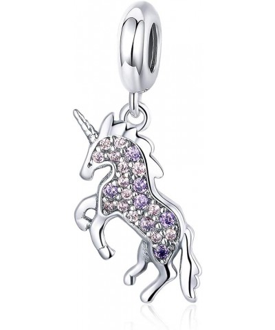 Animals Charm 925 Sterling Silver PET Charm Beads fit Pandora Charms Bracelet & Necklace Light purple shiny unicorn $10.00 Br...