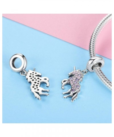 Animals Charm 925 Sterling Silver PET Charm Beads fit Pandora Charms Bracelet & Necklace Light purple shiny unicorn $10.00 Br...