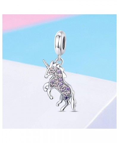 Animals Charm 925 Sterling Silver PET Charm Beads fit Pandora Charms Bracelet & Necklace Light purple shiny unicorn $10.00 Br...