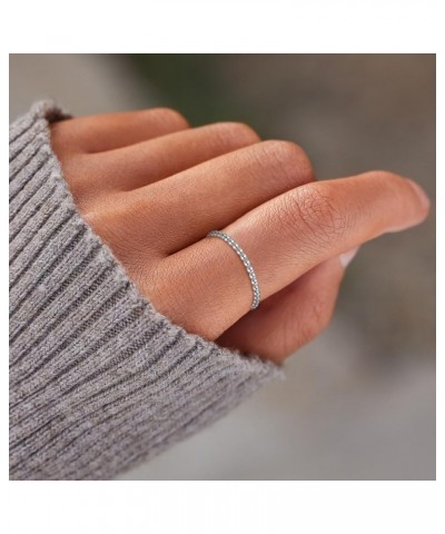 S925 Sterling Silver Rings for Women Stackable Thin Ring Sterling Silver Mother's Day Jewelry Gifts 10 Silver $9.89 Rings