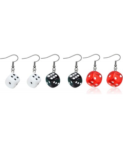 3 Pairs 3D Dice Dangle Earrings Funny Punk Cubic Dice rop Earrings Night Club Party Jewelry A $8.11 Earrings