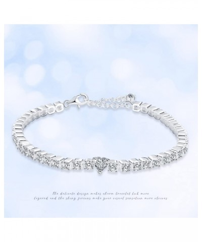 Slider Charm Cubic Zirconia Bracelet in 925 Sterling Silver, Mother's Day Bracelets… Clear Gemstone Bracelet $6.03 Bracelets