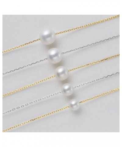 AAA Single Pearl Choker Necklace Sterling Silver Freshwater Cultured Pearl Pendant Necklaces for Women, 14-17.5 inch with Adj...