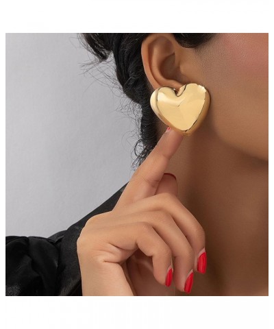 Gold Heart Earrings for Women Chunky Heart Stud Earrings for Girls Trendy Statement Earrings Valentines Day Jewelry Gifts for...