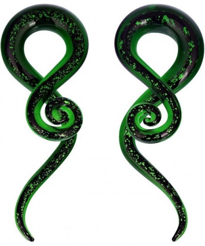 2 PC Glass Ear Tapers Plugs 4G-14mm Teardrop Spiral Gauges Piercing Jewerlry Set 00G(10mm) Green $9.87 Body Jewelry