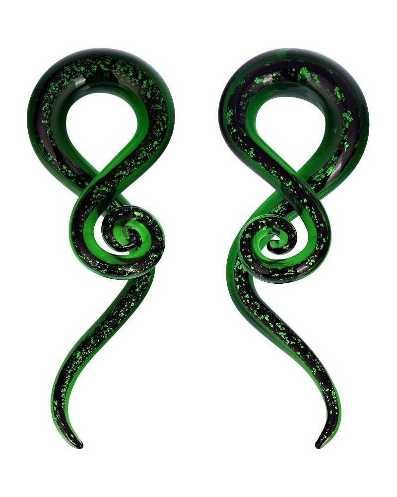 2 PC Glass Ear Tapers Plugs 4G-14mm Teardrop Spiral Gauges Piercing Jewerlry Set 00G(10mm) Green $9.87 Body Jewelry