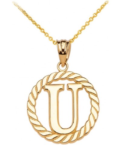 10k Yellow Gold Roped Circle "A-Z" Initial Pendant Necklace 18.0 Inches U $76.99 Necklaces